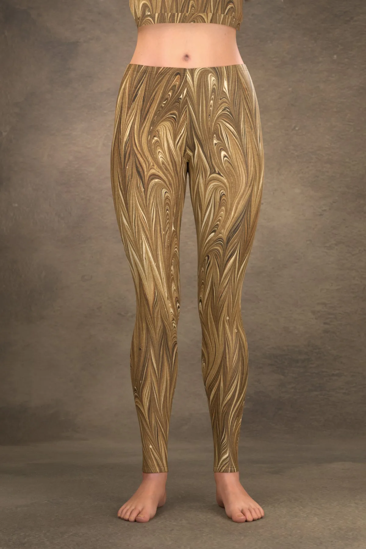 Marbled Twill Leggings: Sepia