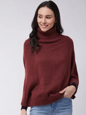 Maroon Sweater Poncho