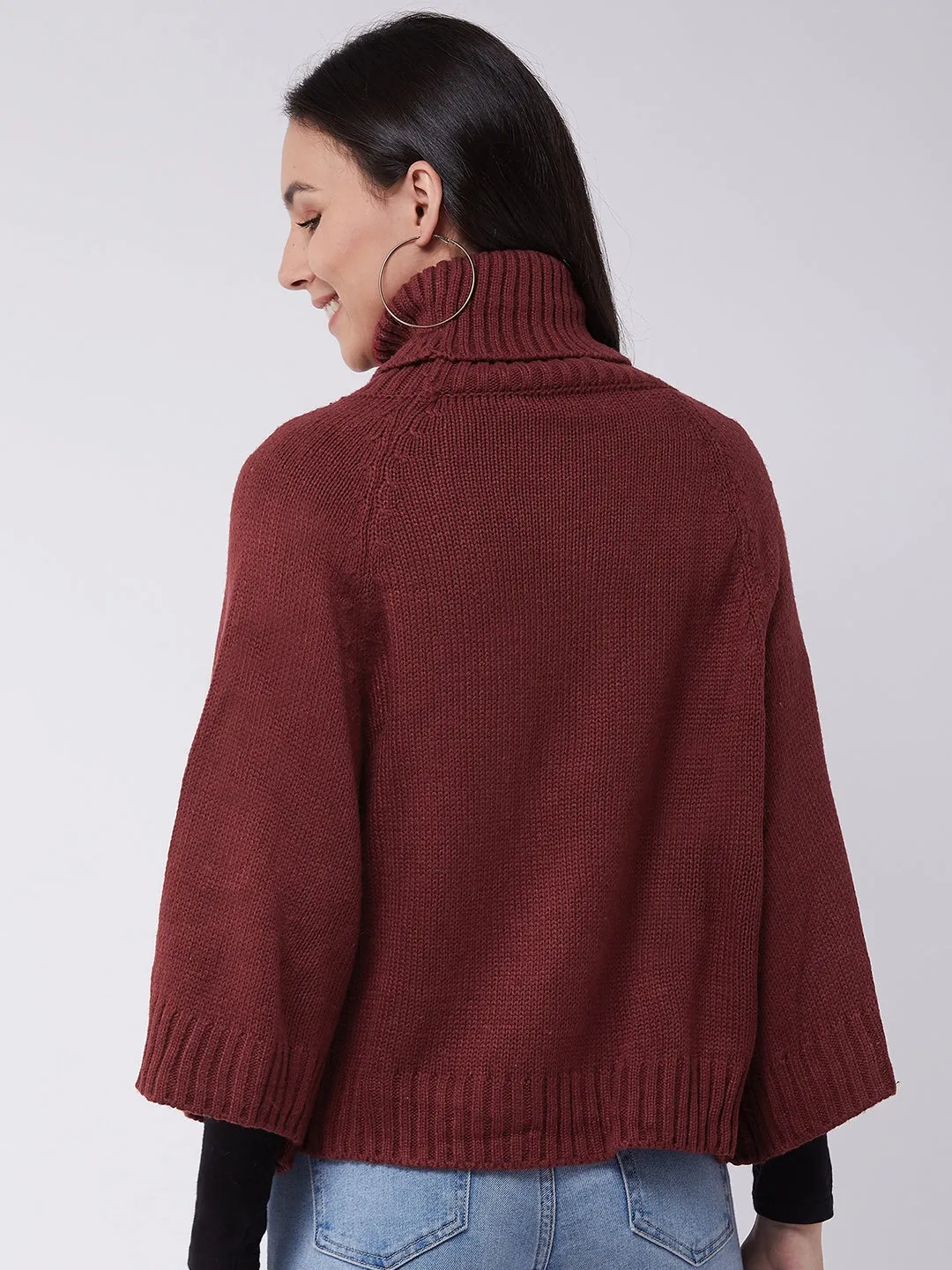 Maroon Sweater Poncho