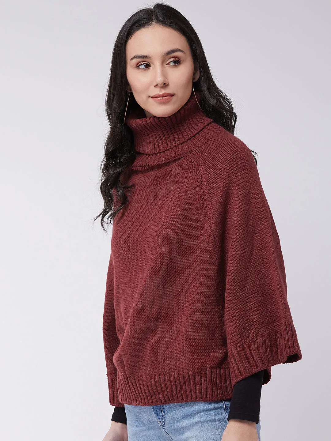 Maroon Sweater Poncho