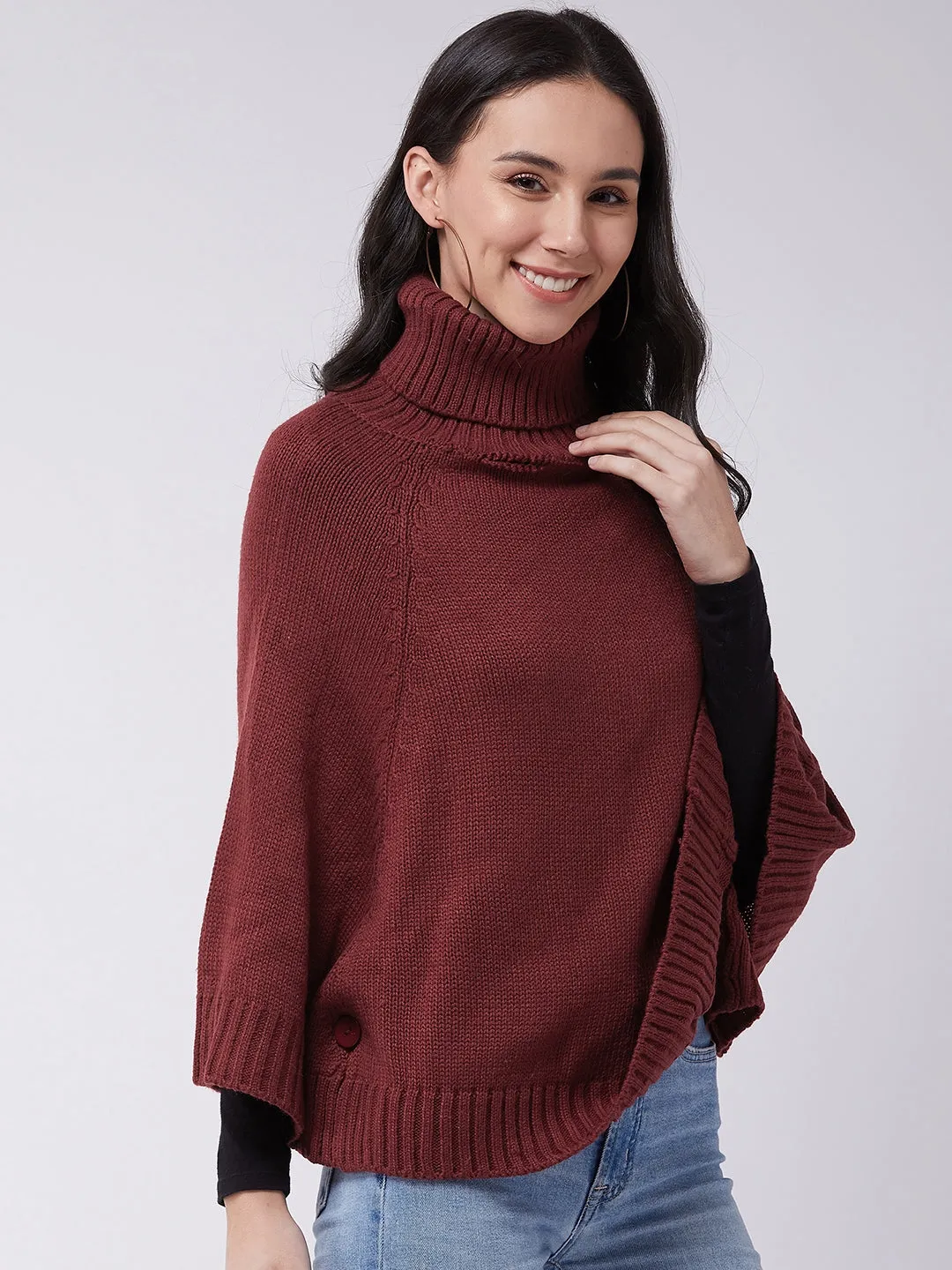 Maroon Sweater Poncho