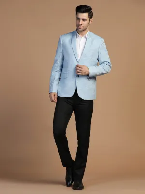 Men Blue Linen Blazer