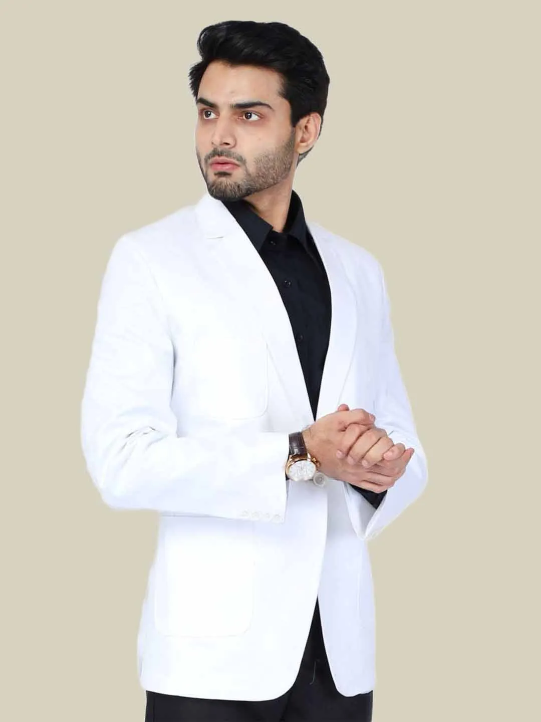 Men White Linen  Blazer