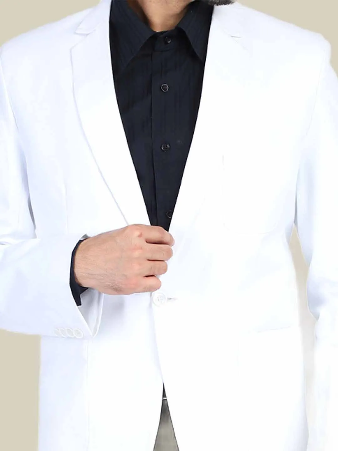 Men White Linen  Blazer