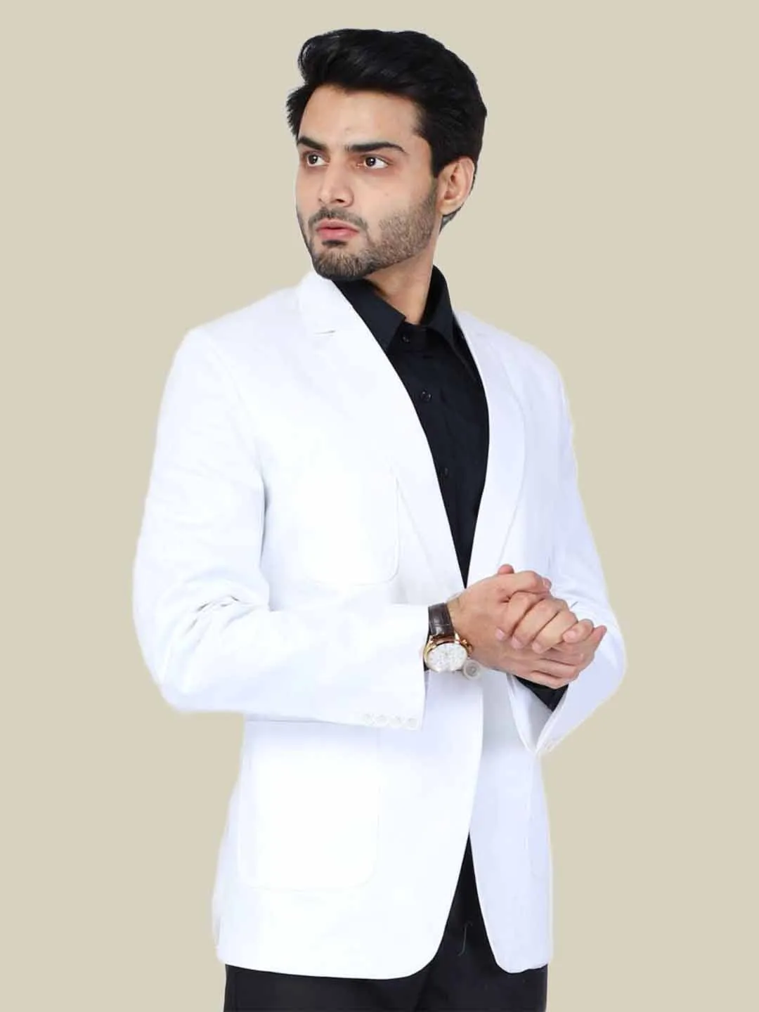 Men White Linen  Blazer
