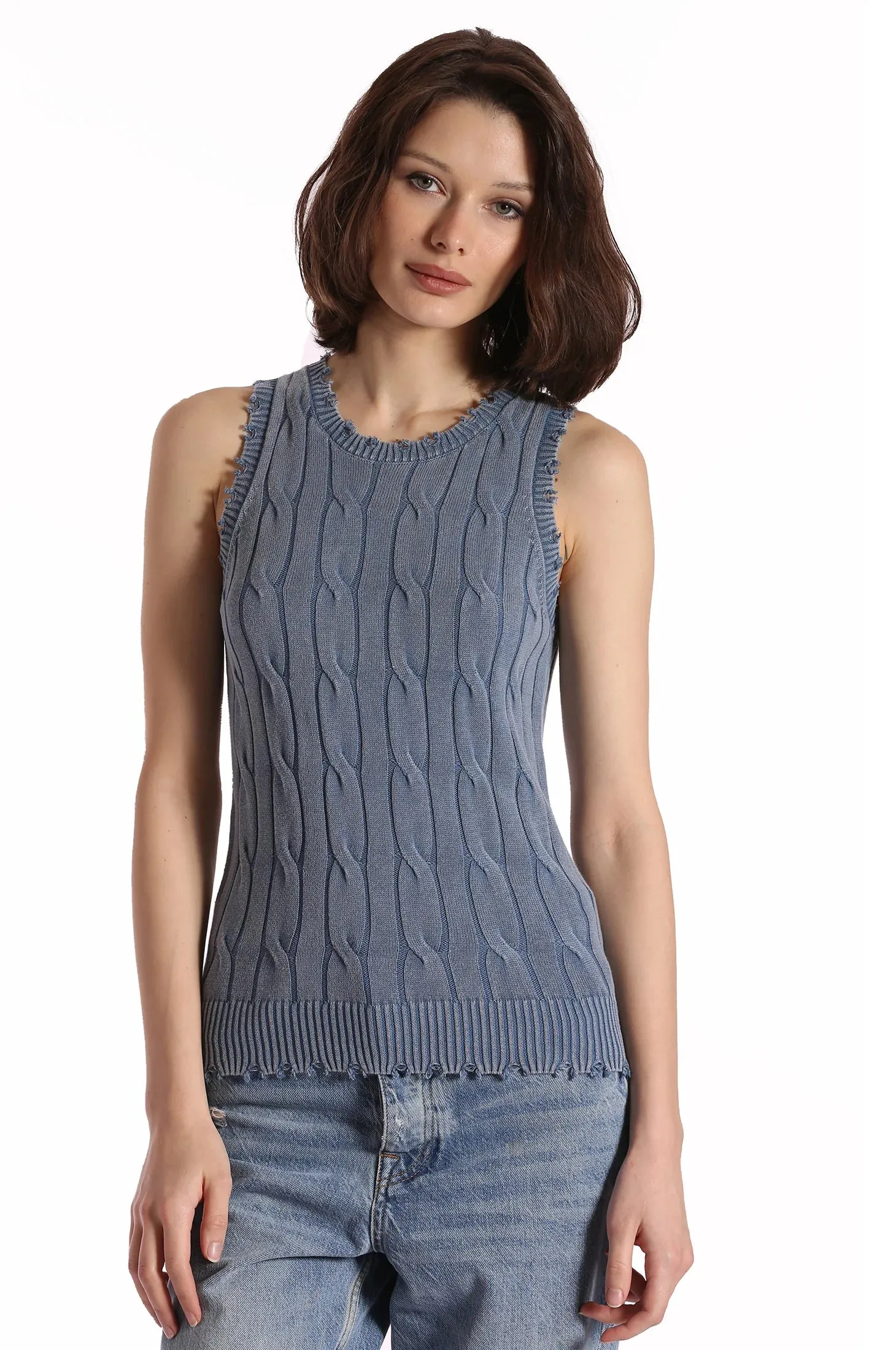 Minnie Rose Stone Wash Cable Tank