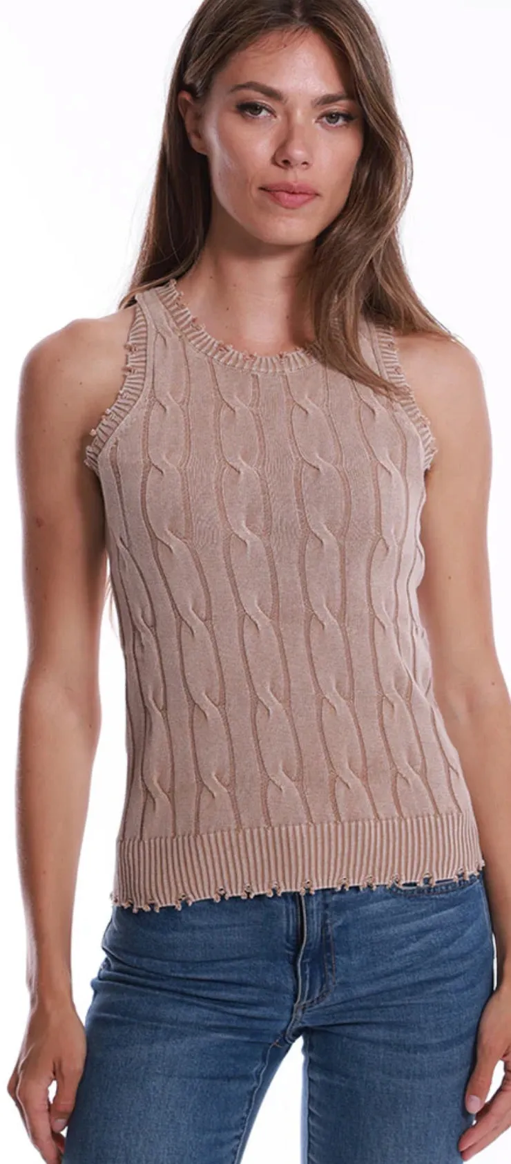 Minnie Rose Stone Wash Cable Tank