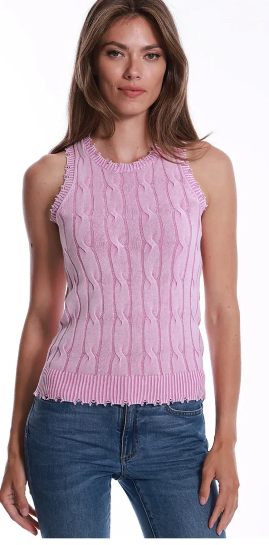 Minnie Rose Stone Wash Cable Tank