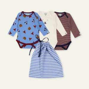 Multicoloured Dinosaur, Stripe And Plain Bodysuit - 3 Pack Gift Set