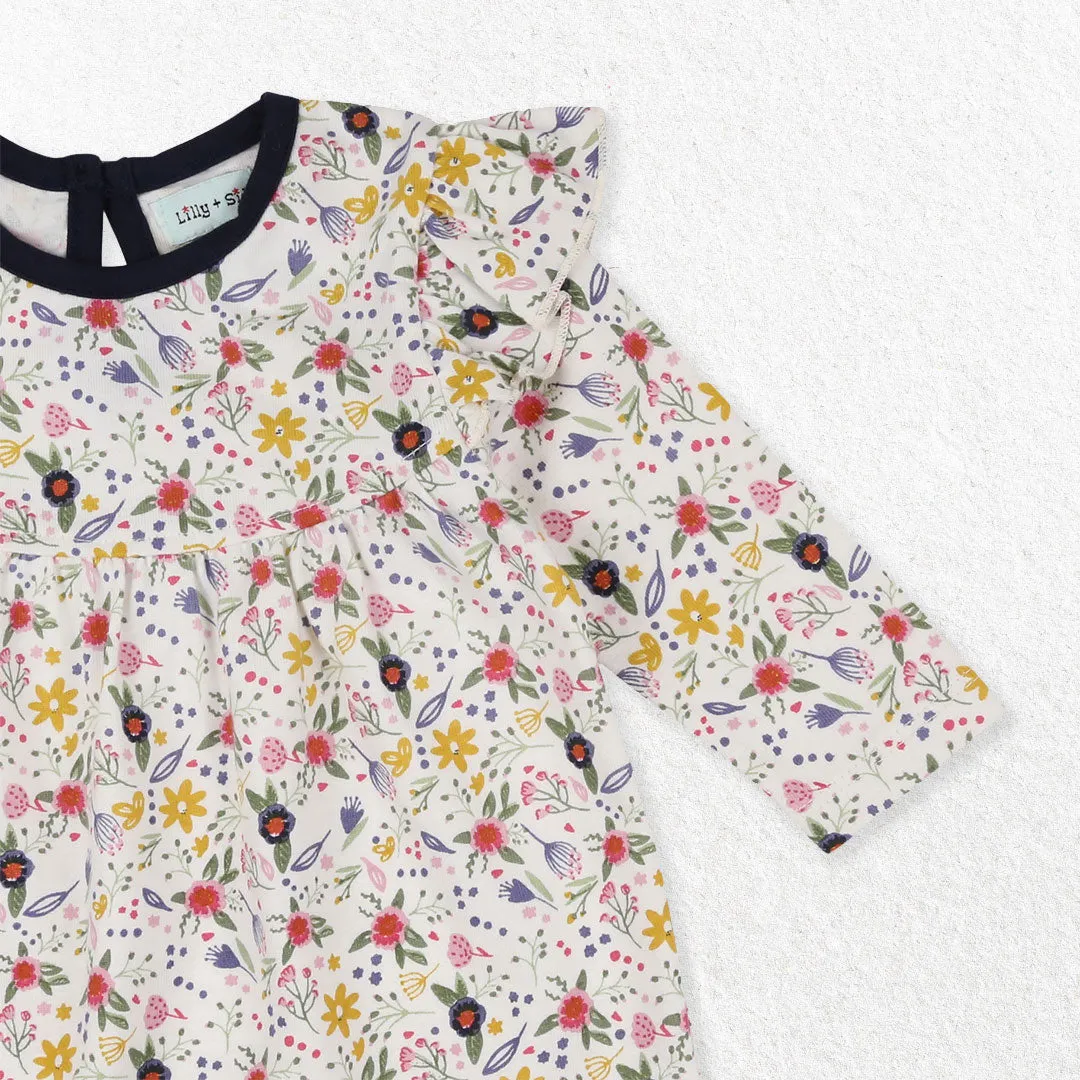 Multicoloured Floral Print Dress And Leggings Set