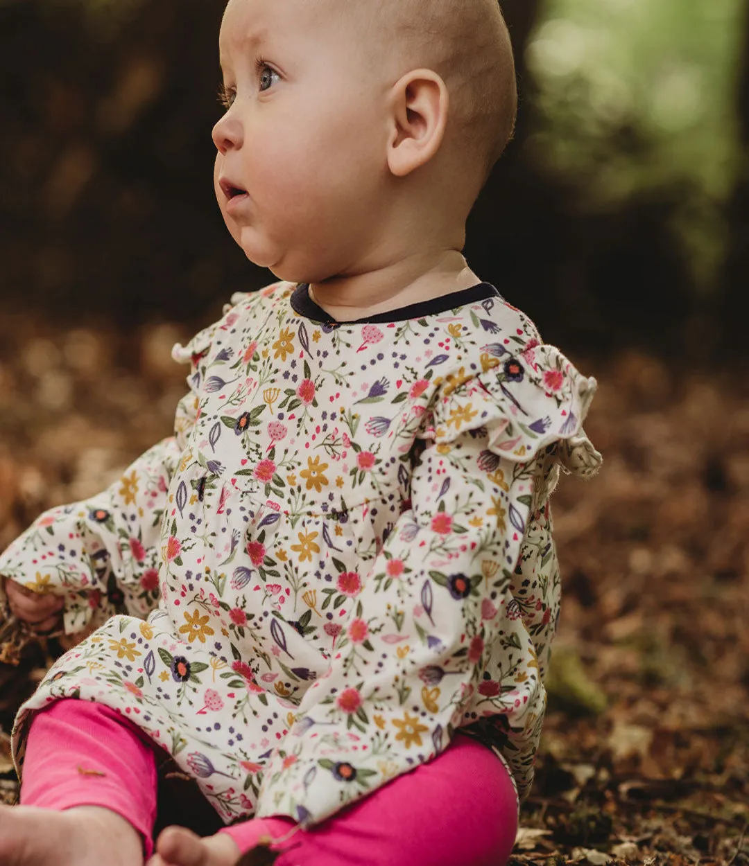 Multicoloured Floral Print Dress And Leggings Set