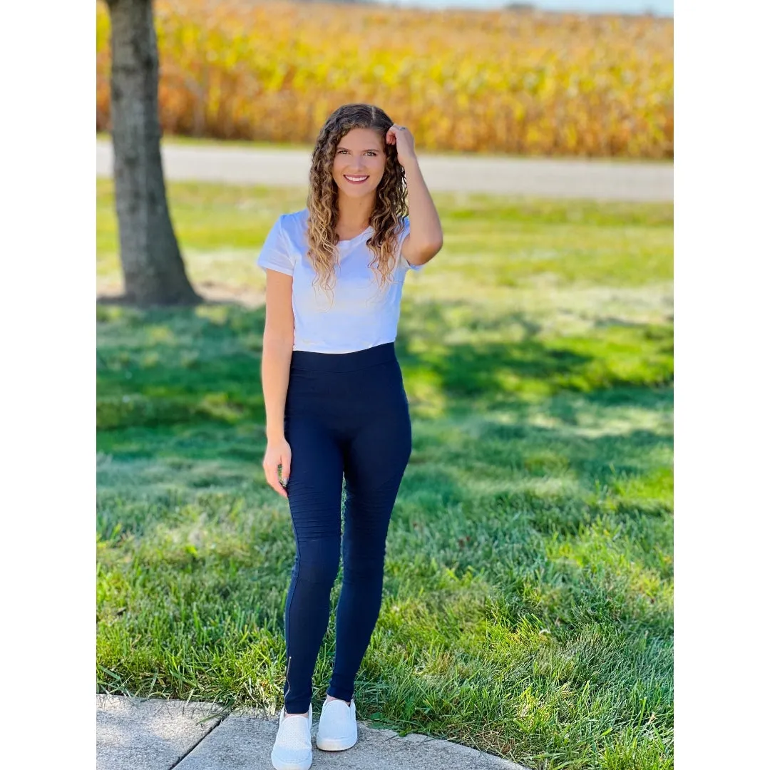Navy Blue Motto Jeggings