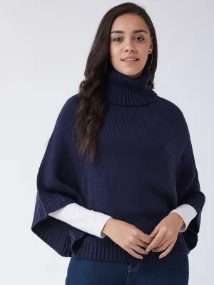 Navy Blue Sweater Poncho
