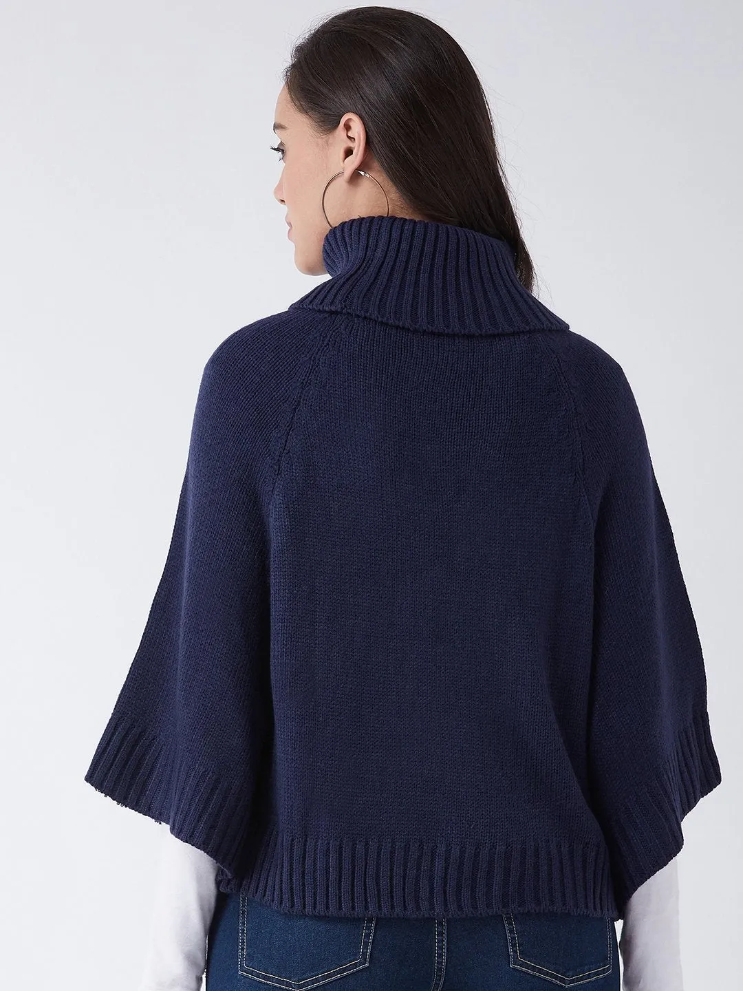 Navy Blue Sweater Poncho