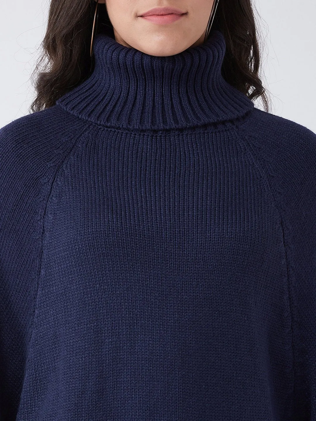 Navy Blue Sweater Poncho