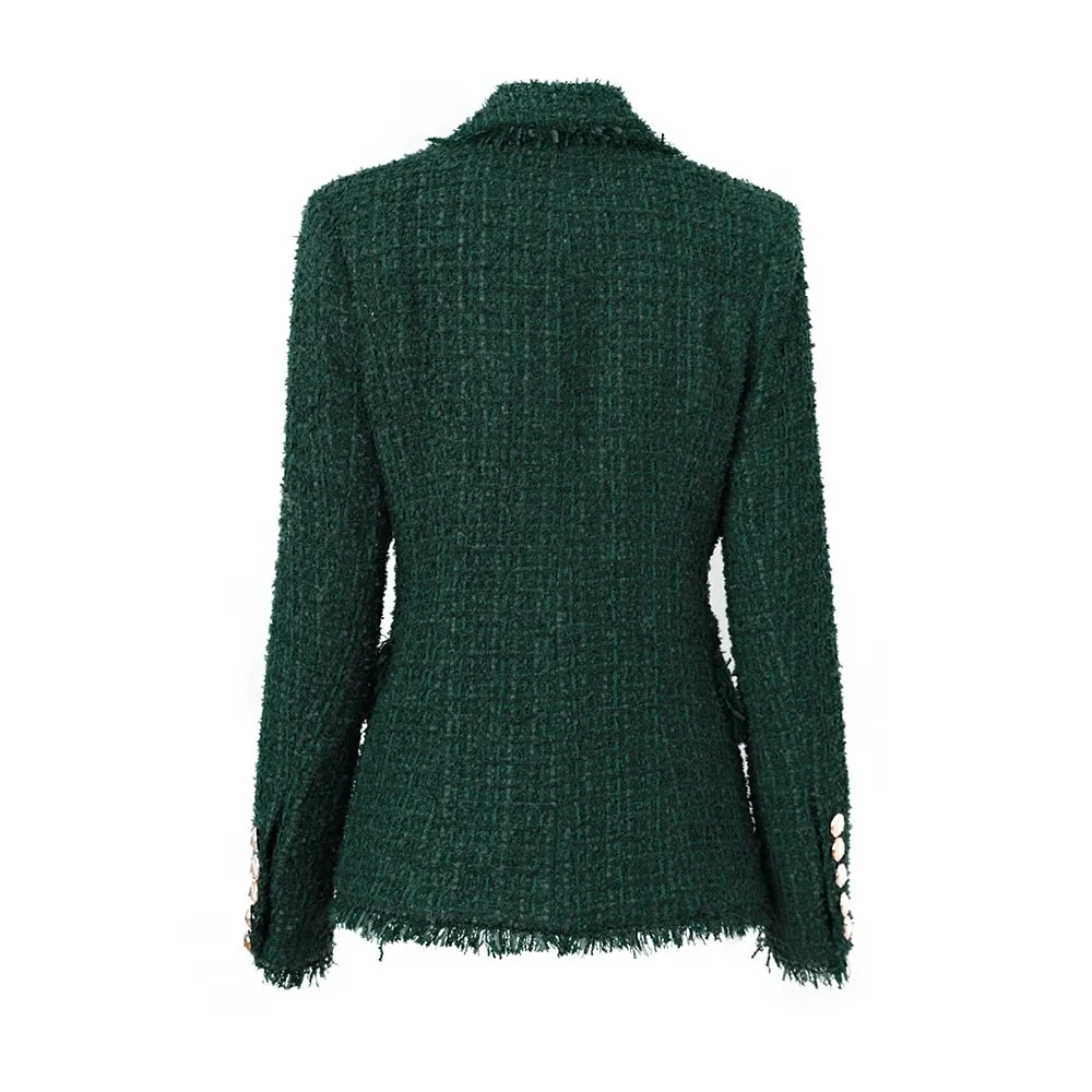 New Winter Thick Fabric Woolen Luxury Design Women Slim Blazers High Quality