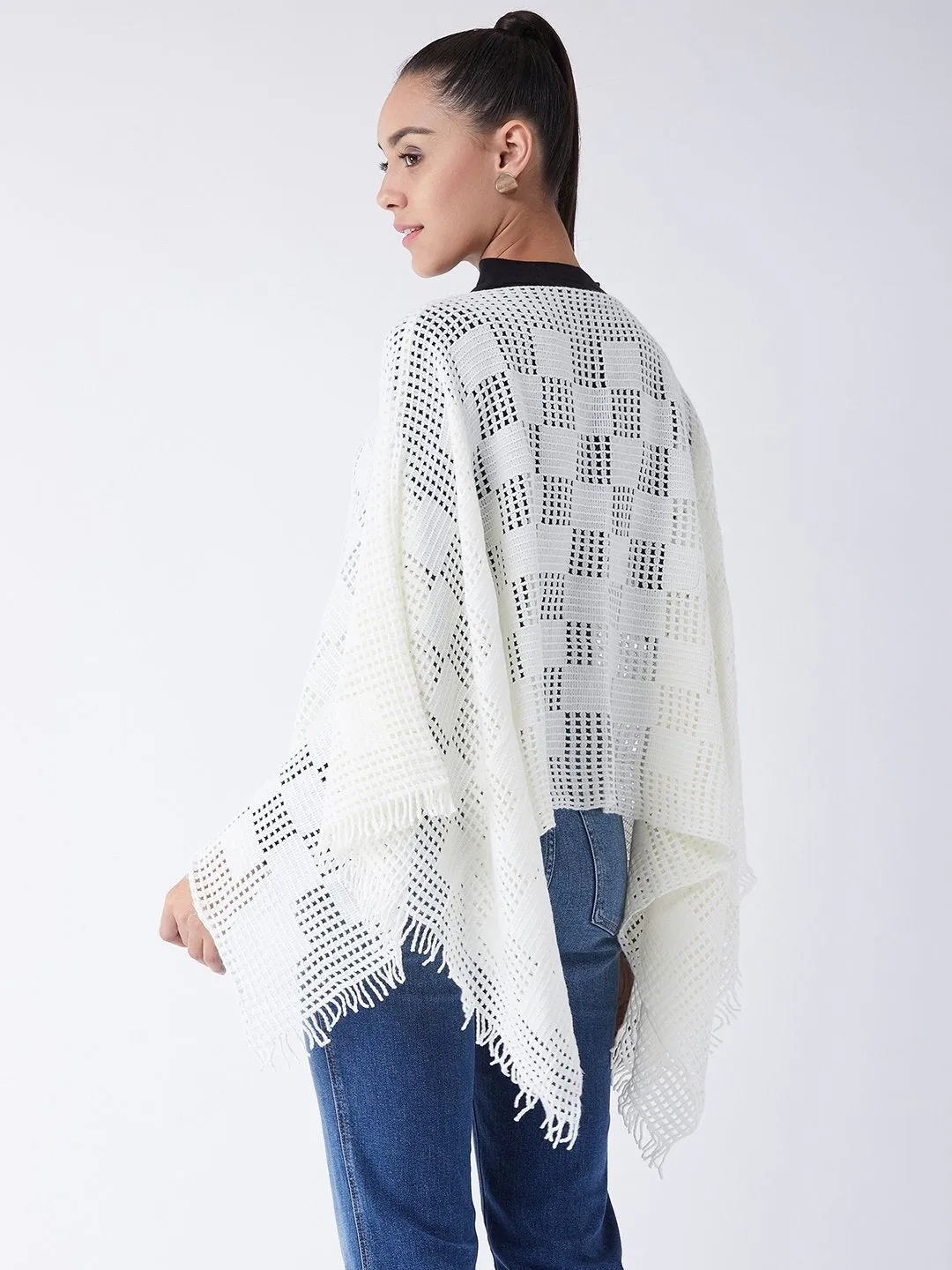 Off White Net Poncho