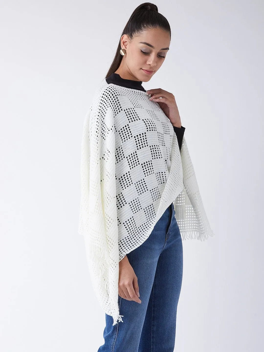 Off White Net Poncho