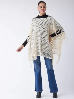 Off White ZigZag Poncho