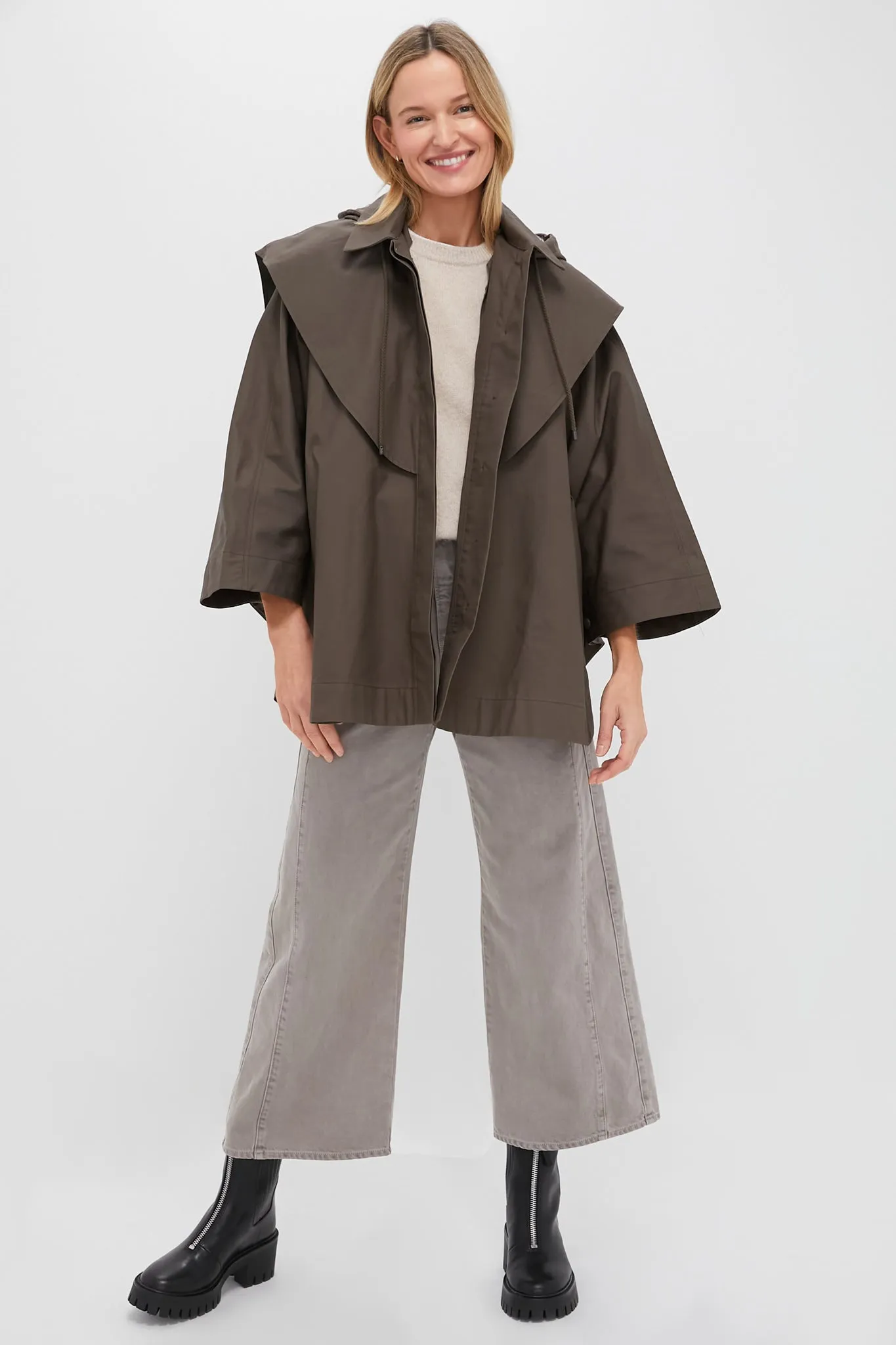 Olive Fletcher Wax Poncho