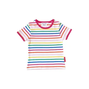Organic Pink Rainbow Stripe Short Sleeve Shirt