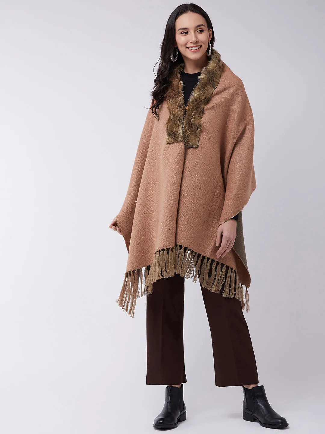 Peach Winter Fur Cape