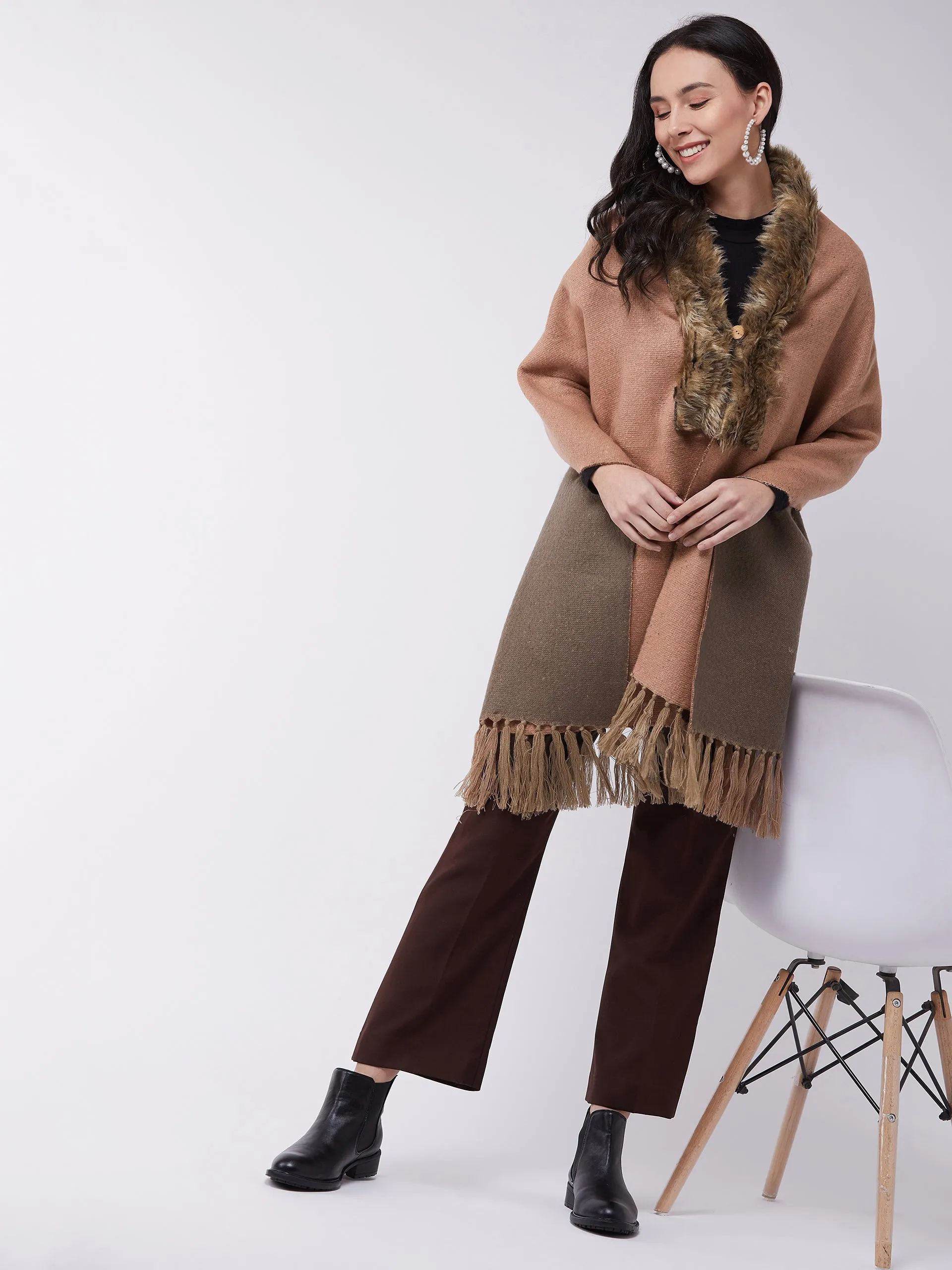 Peach Winter Fur Cape