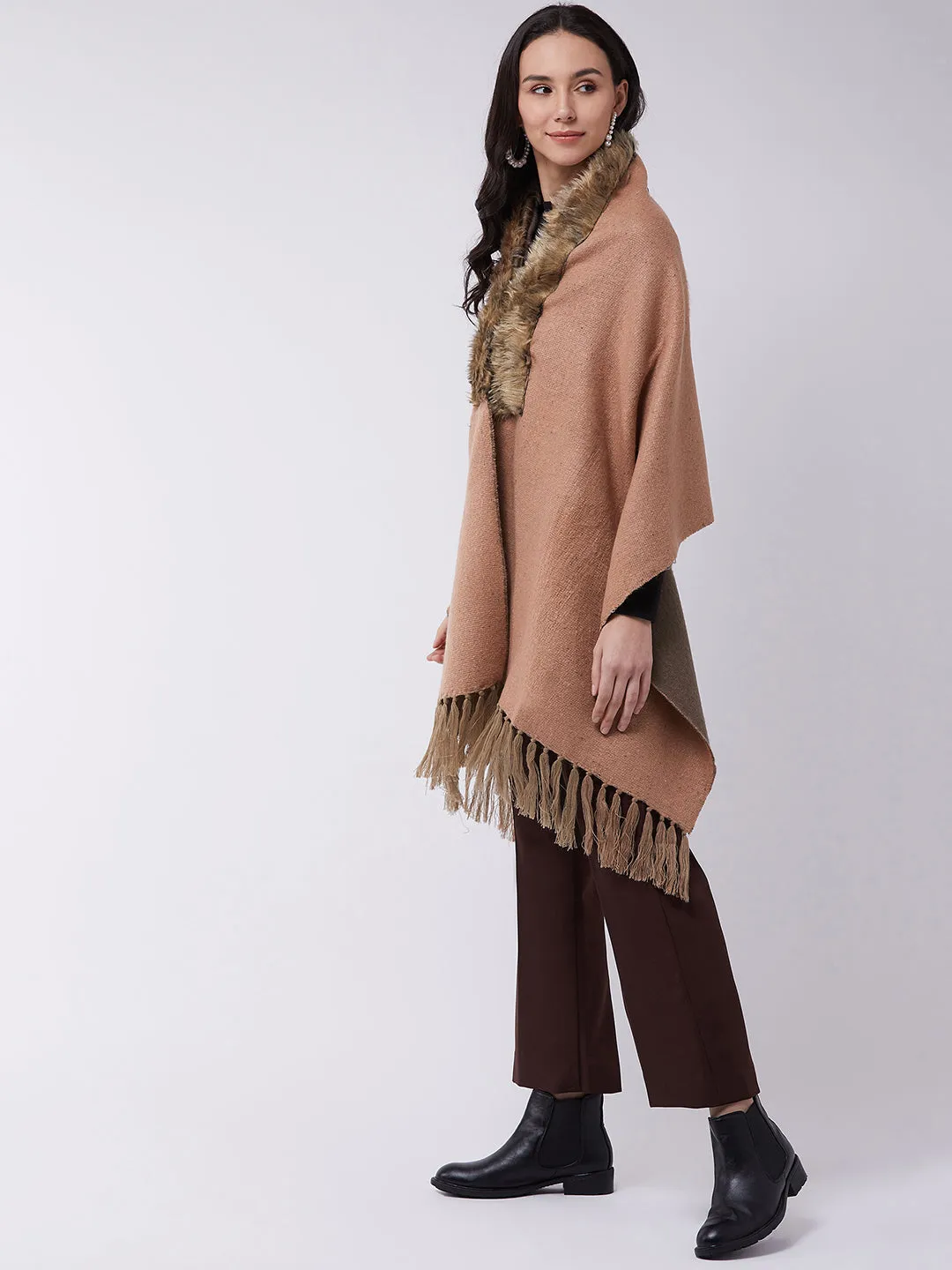 Peach Winter Fur Cape
