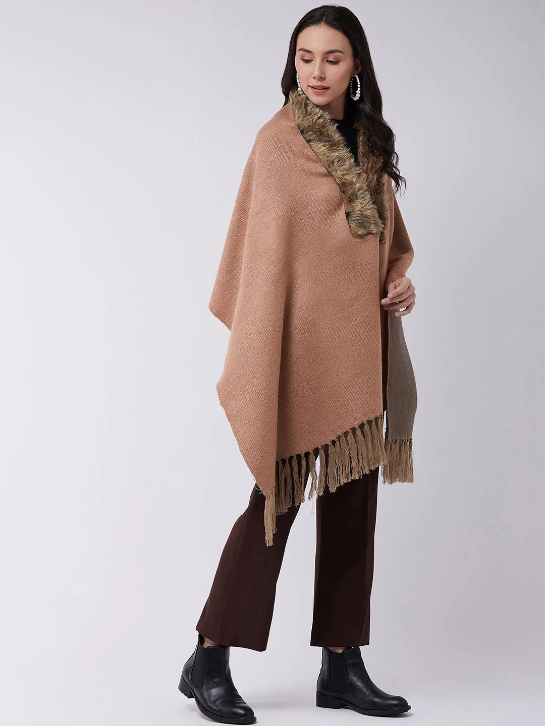 Peach Winter Fur Cape