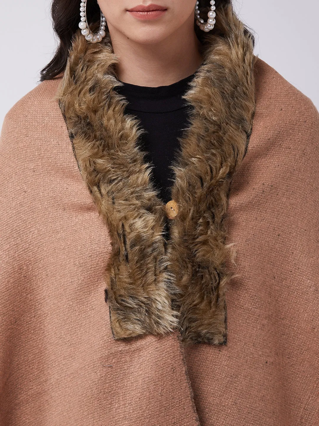 Peach Winter Fur Cape