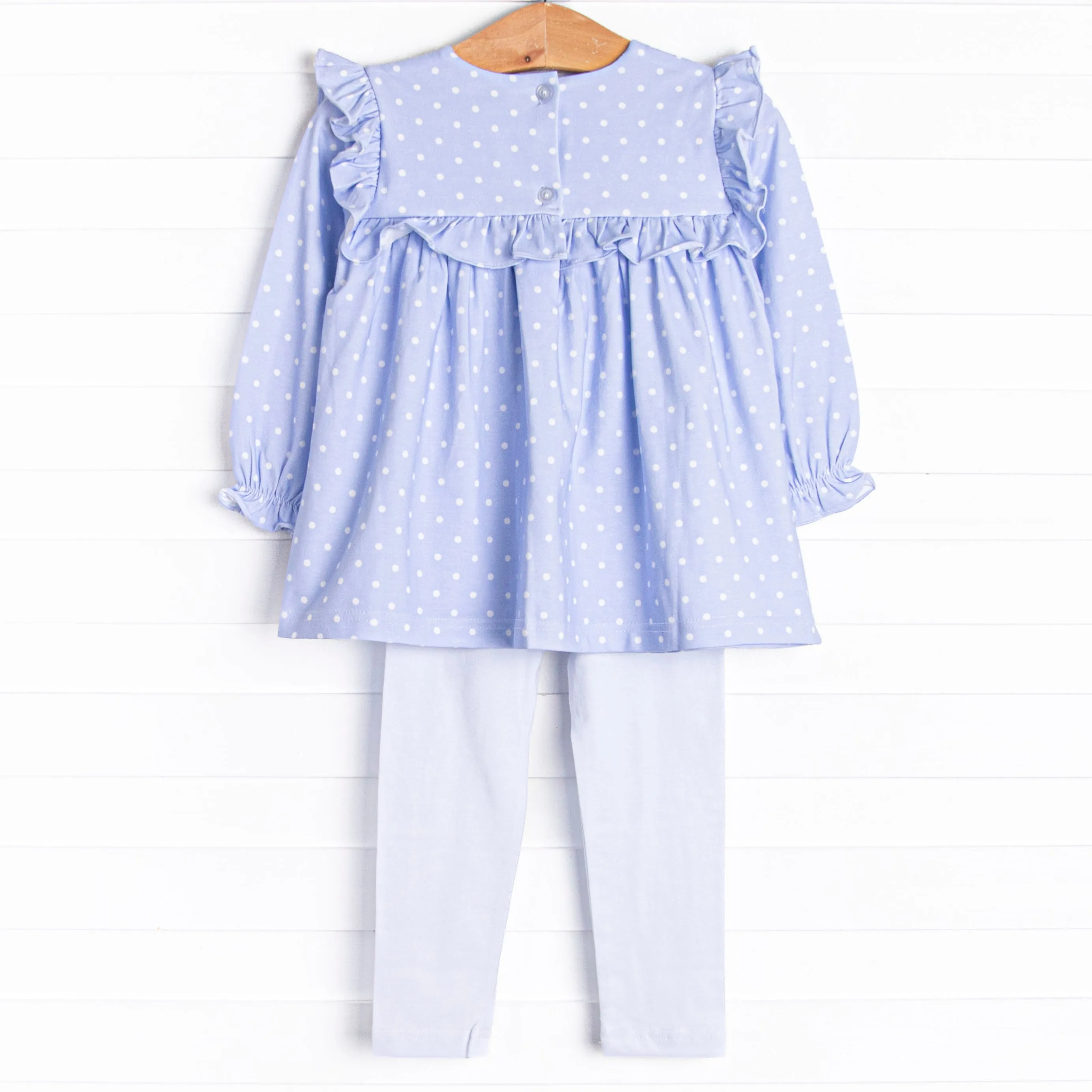 Periwinkle Polka Dot Legging Set, Blue