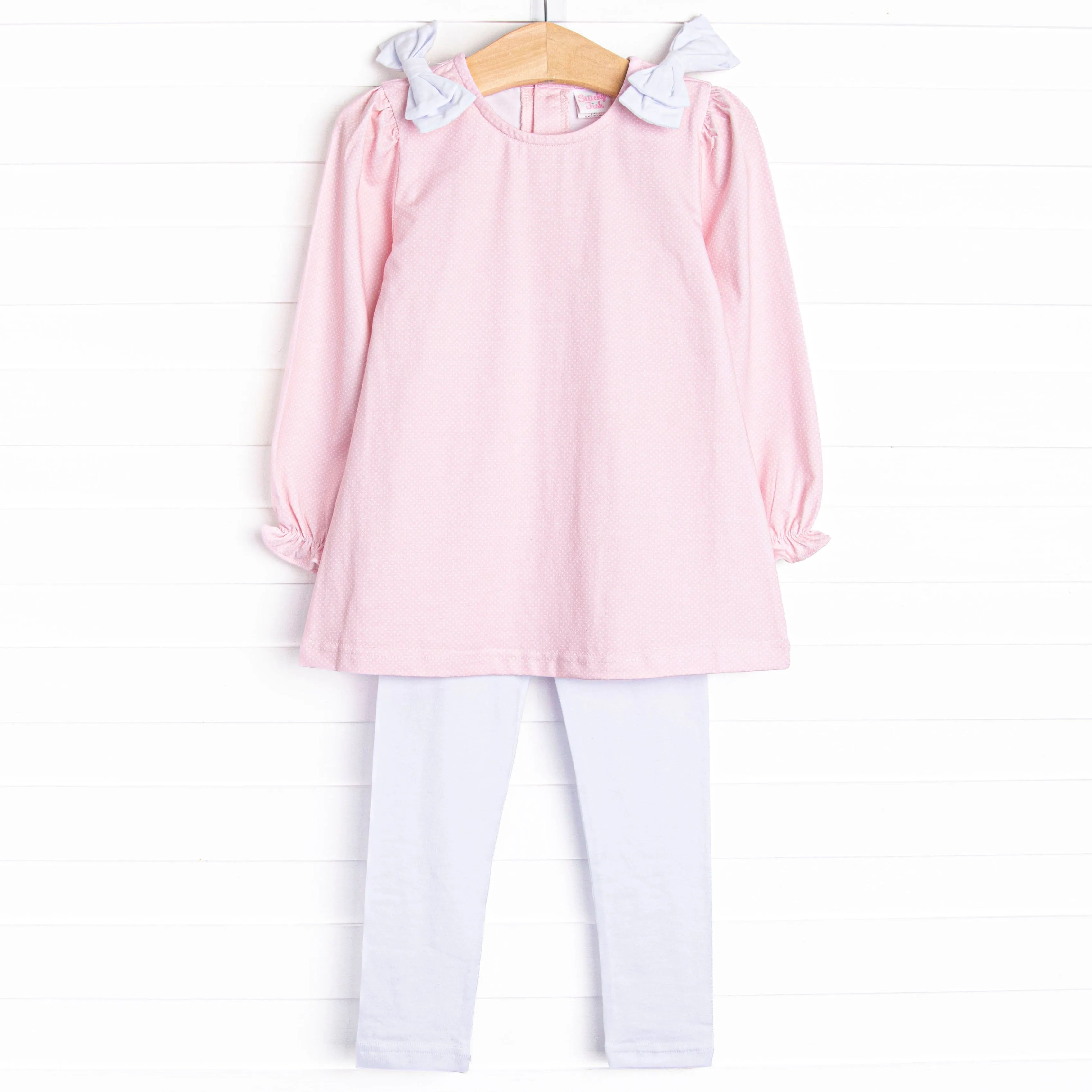 Petite Pink Polka Dots Legging Set, Pink