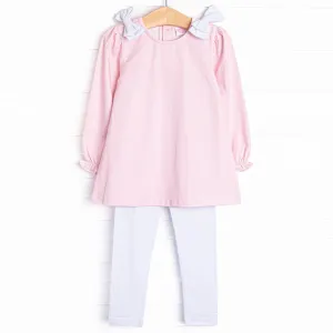 Petite Pink Polka Dots Legging Set, Pink