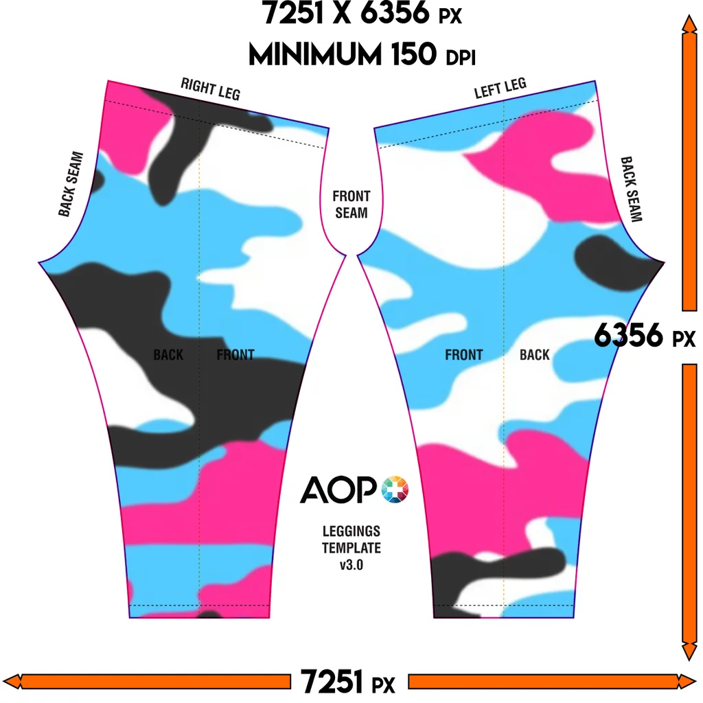 Pink Teal Black White Camo Leggings