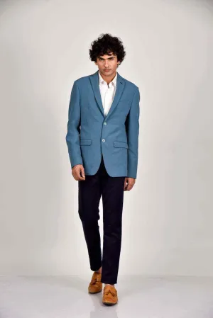 Plus Size of Blue Knitted Blazer