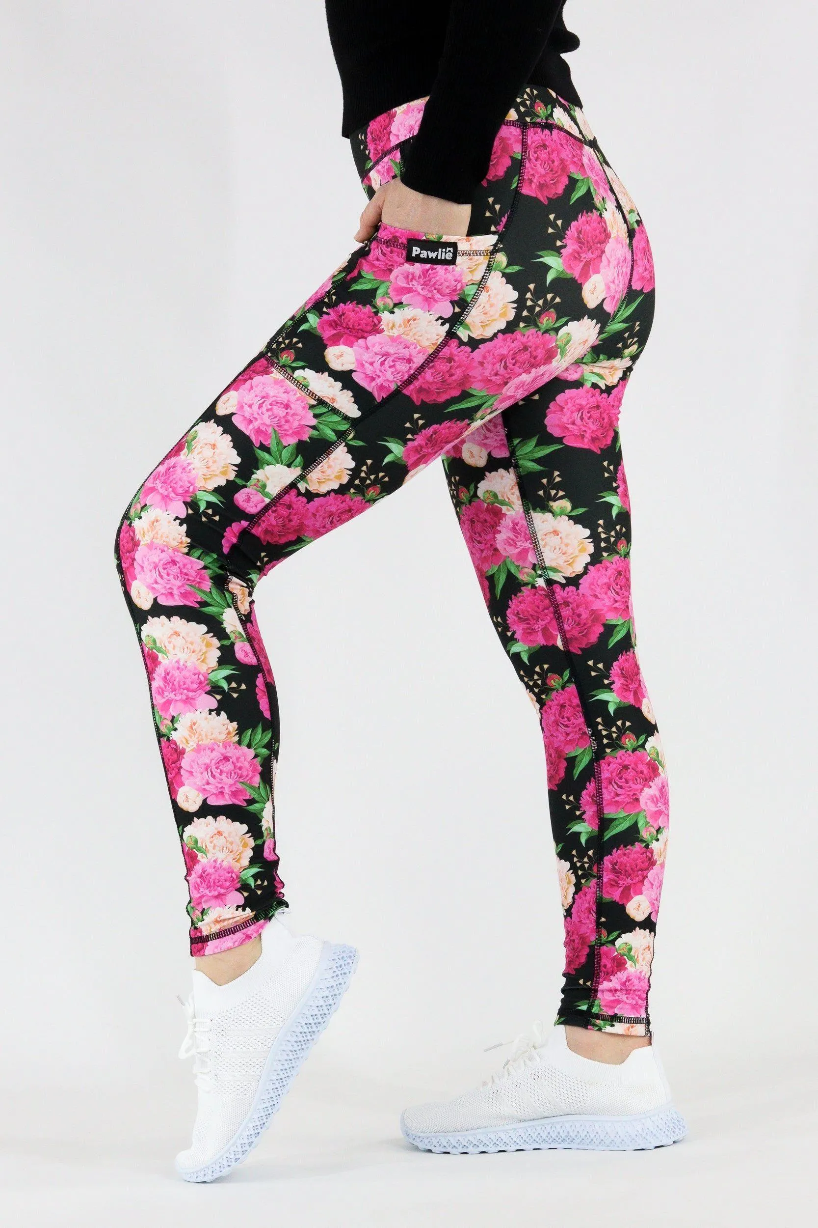 Pretty Peonies - Hybrid 1.0 Pocket Full Leggings