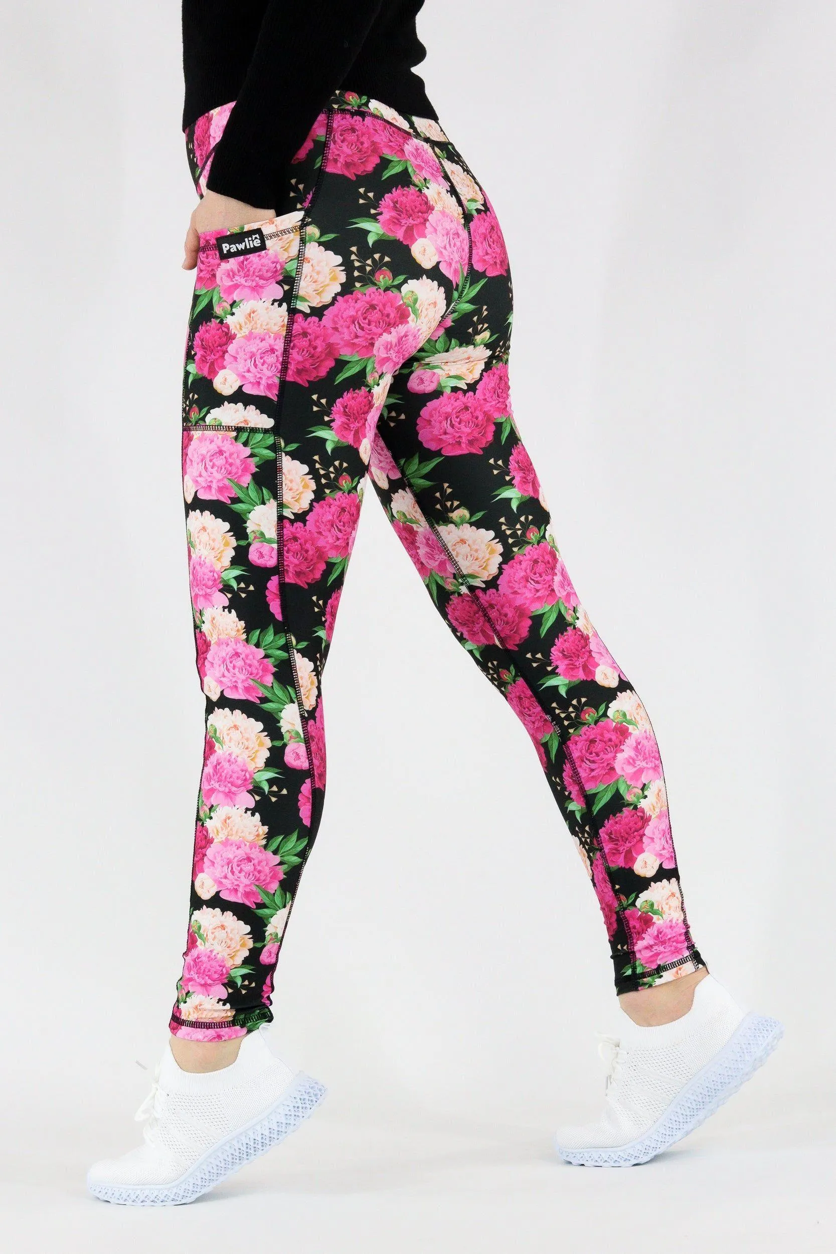 Pretty Peonies - Hybrid 1.0 Pocket Full Leggings