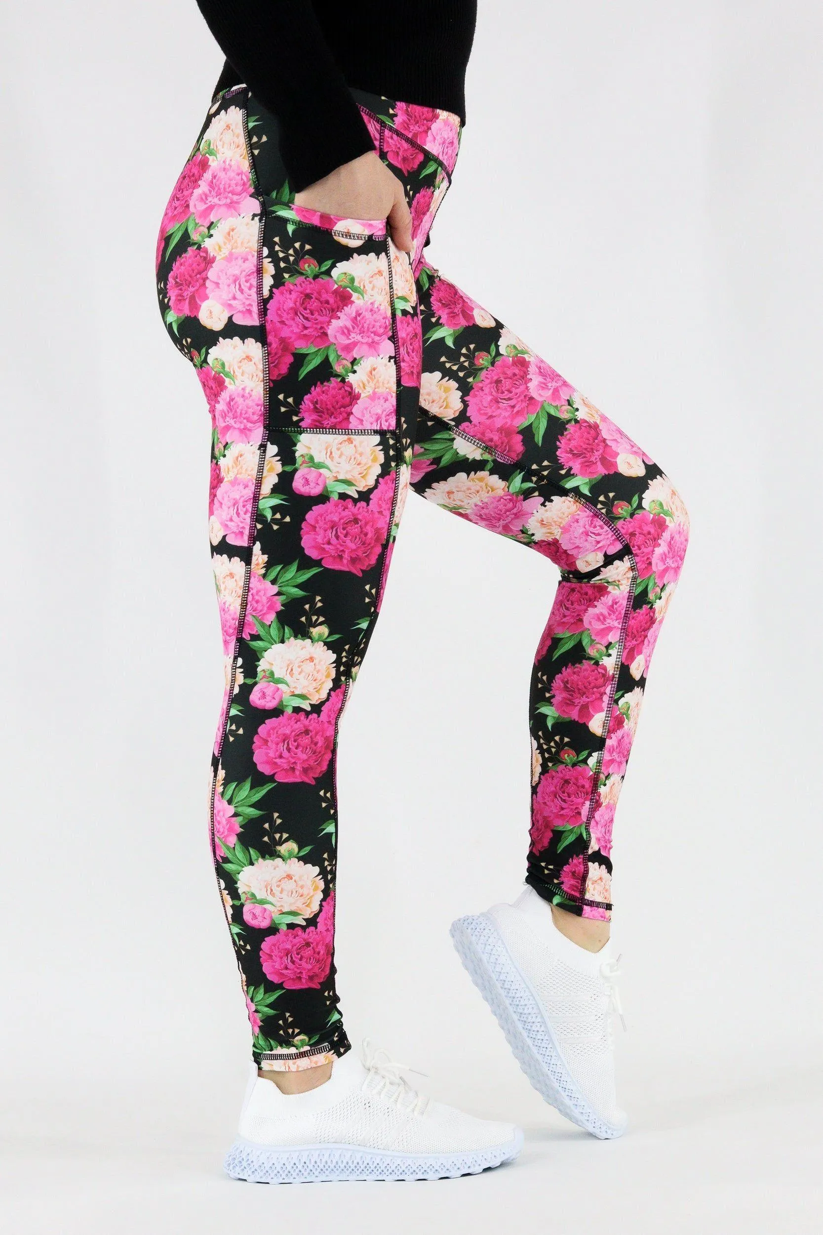 Pretty Peonies - Hybrid 1.0 Pocket Full Leggings