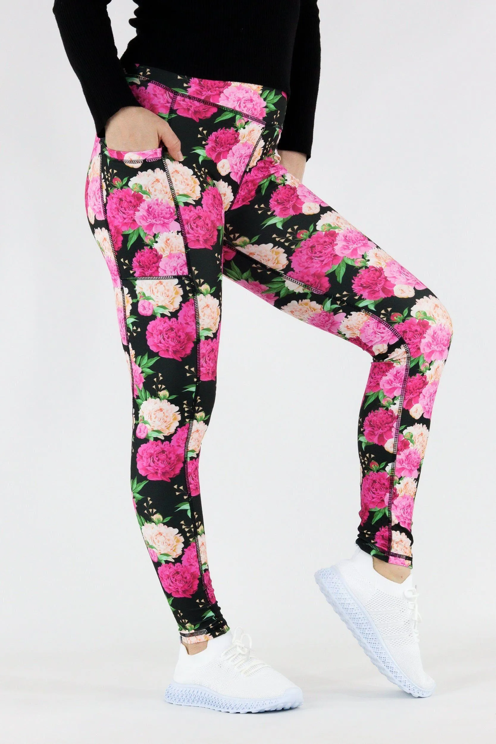 Pretty Peonies - Hybrid 1.0 Pocket Full Leggings