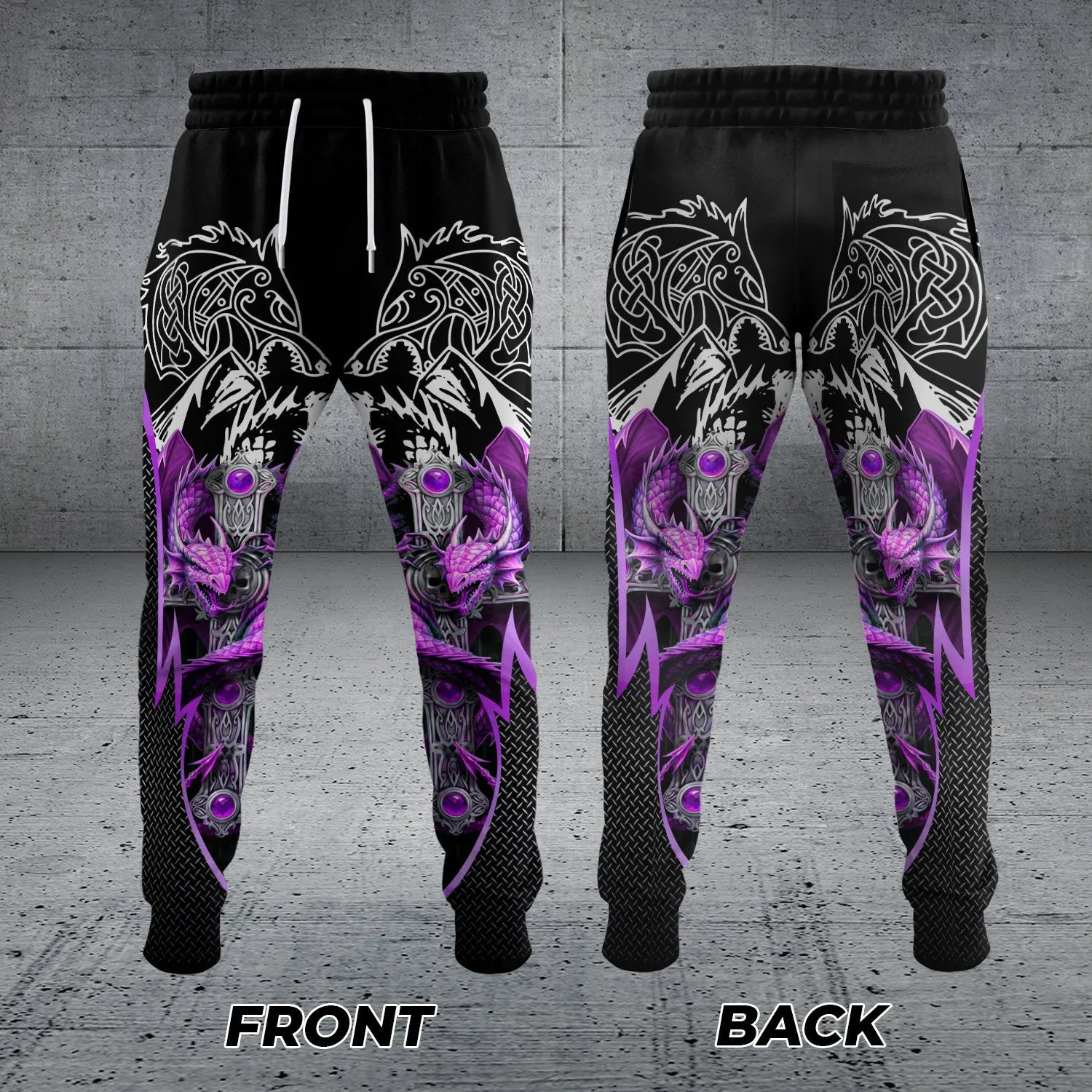 Purple Dragon Tattoo 3D Sweatpants Jogger