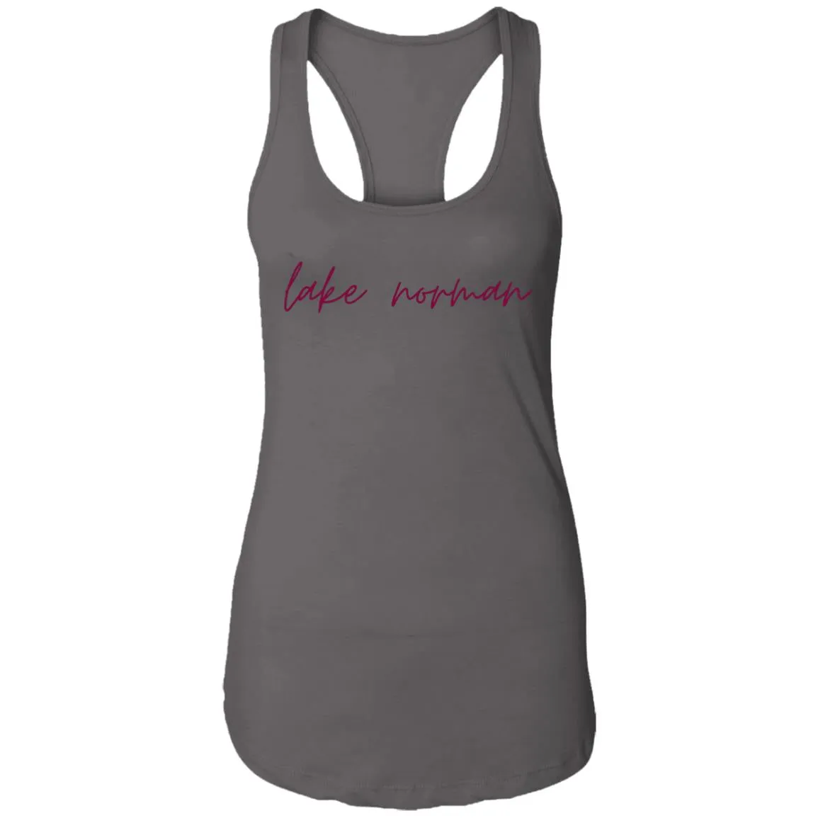 "Lake Norman- BURGUNDY" Ladies Ideal Racerback Tank