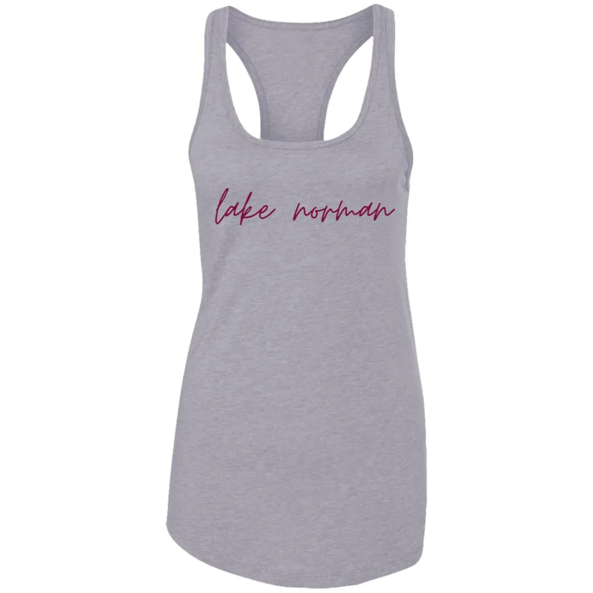 "Lake Norman- BURGUNDY" Ladies Ideal Racerback Tank