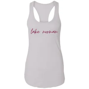 "Lake Norman- BURGUNDY" Ladies Ideal Racerback Tank