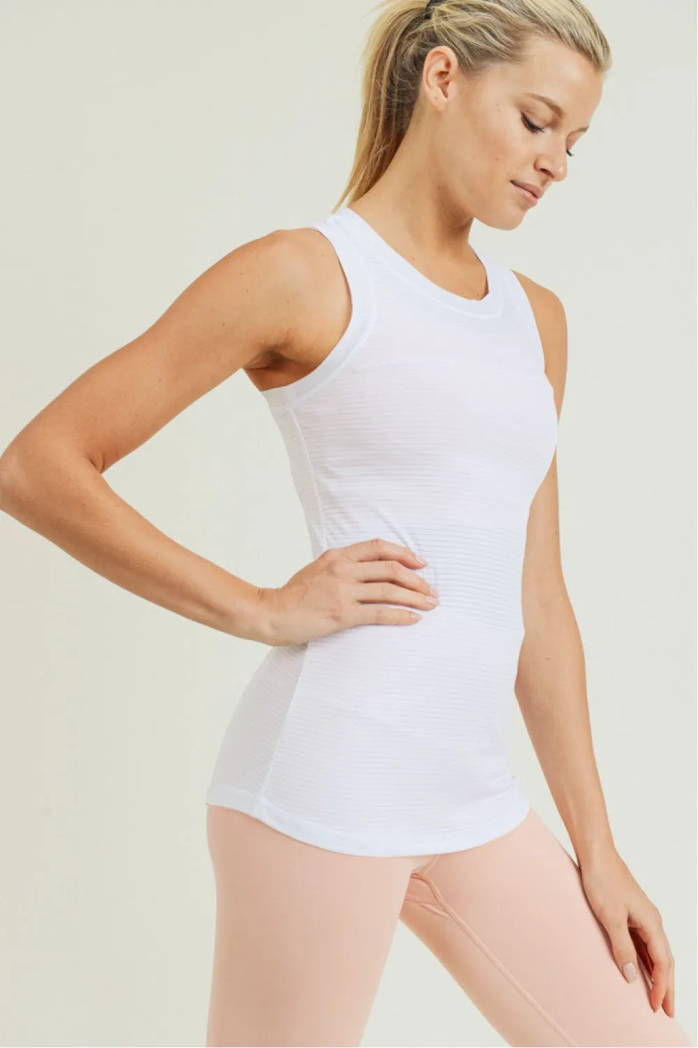 Racerback Tank Top | White Stripe