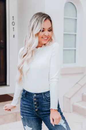 Rayne Ruffle Neck Top - White