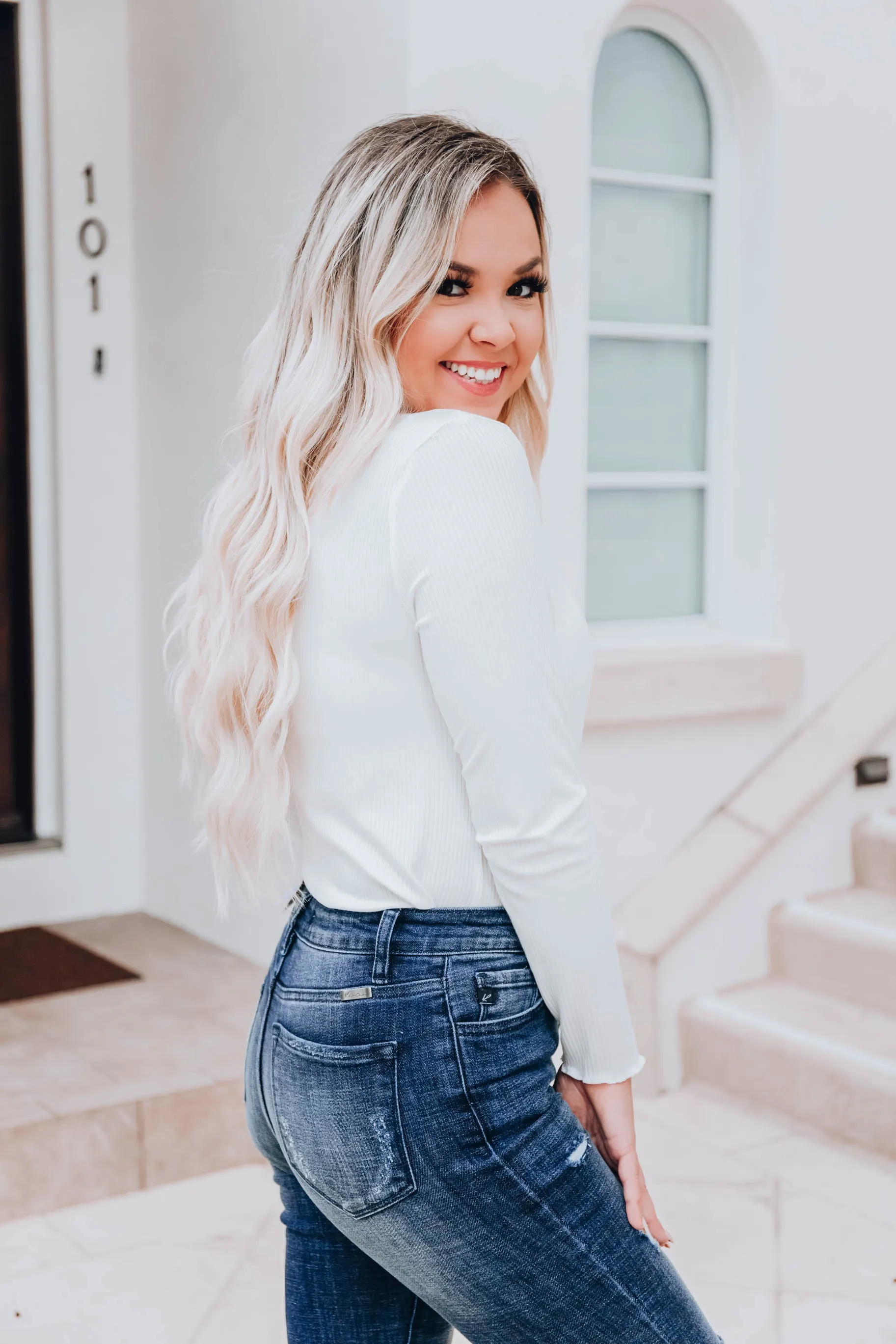 Rayne Ruffle Neck Top - White