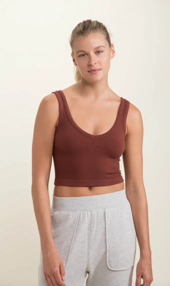 Ribbed Seamless Cropped Tank Top by Mono B - Final Sale**
