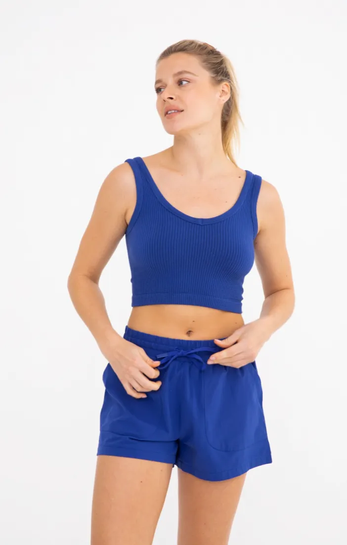 Ribbed Seamless Cropped Tank Top by Mono B - Final Sale**