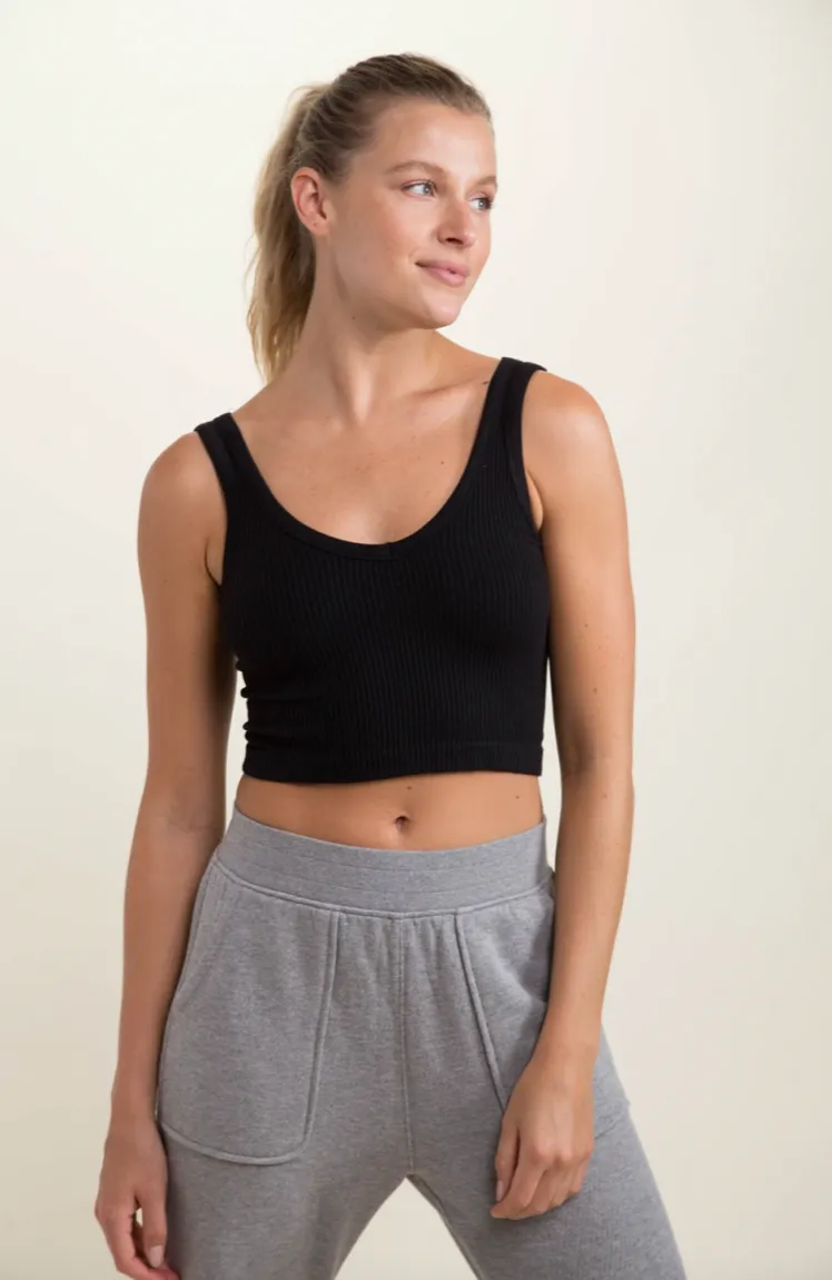 Ribbed Seamless Cropped Tank Top by Mono B - Final Sale**
