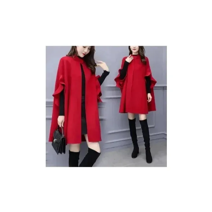 Solid Color Butterfly Sleeve Women Loose Ponchos